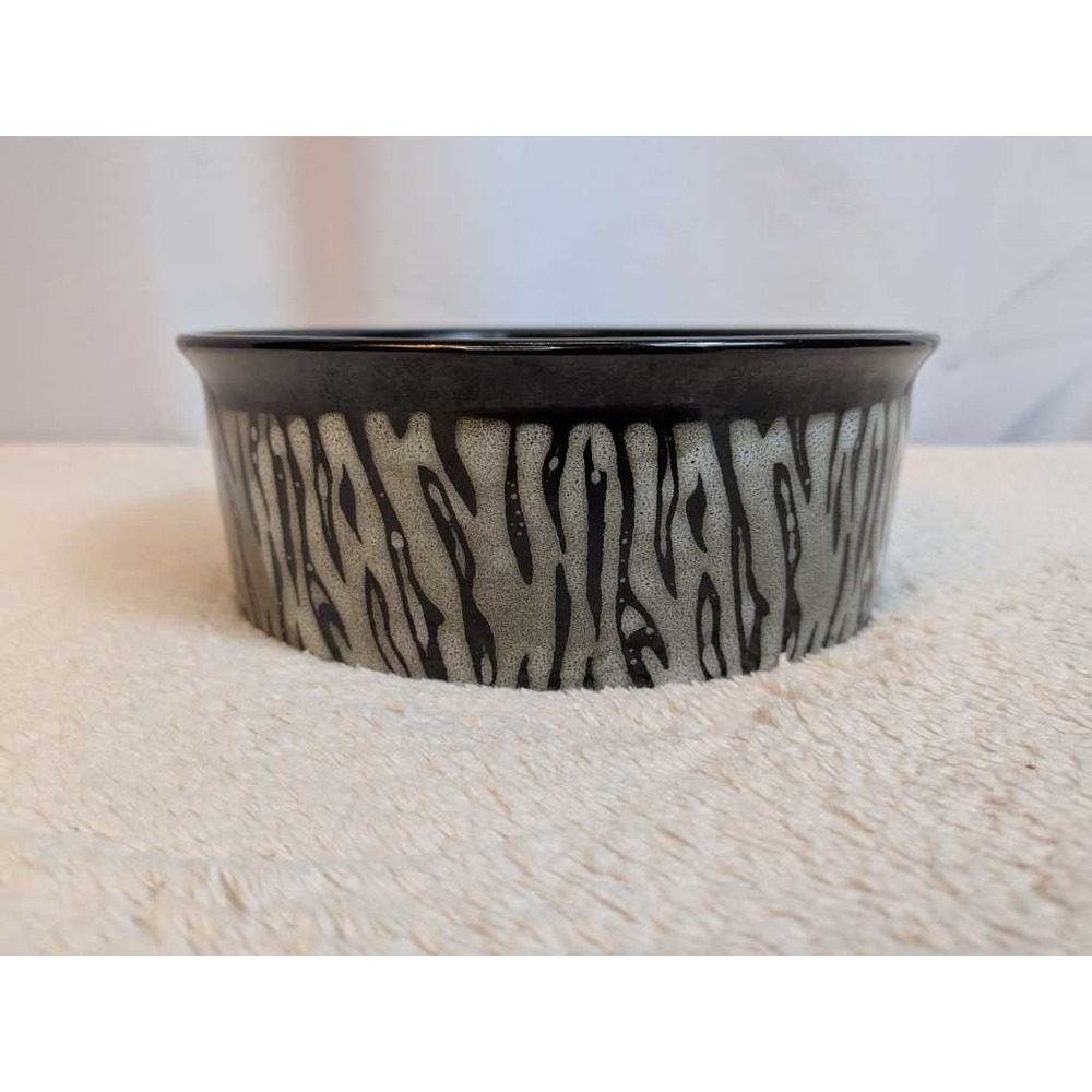 Gibson Everyday Ceramic Bowl Black Gray Animal Print Dishwasher Microwave‎ Safe